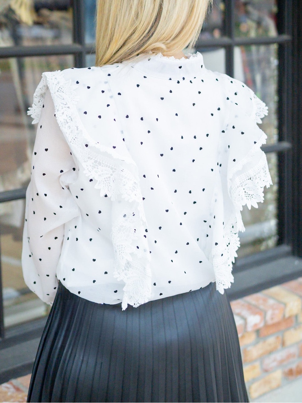 HEARTS AFLUTTER RUFFLE BLOUSE, WHITE - Picture 6 of 16
